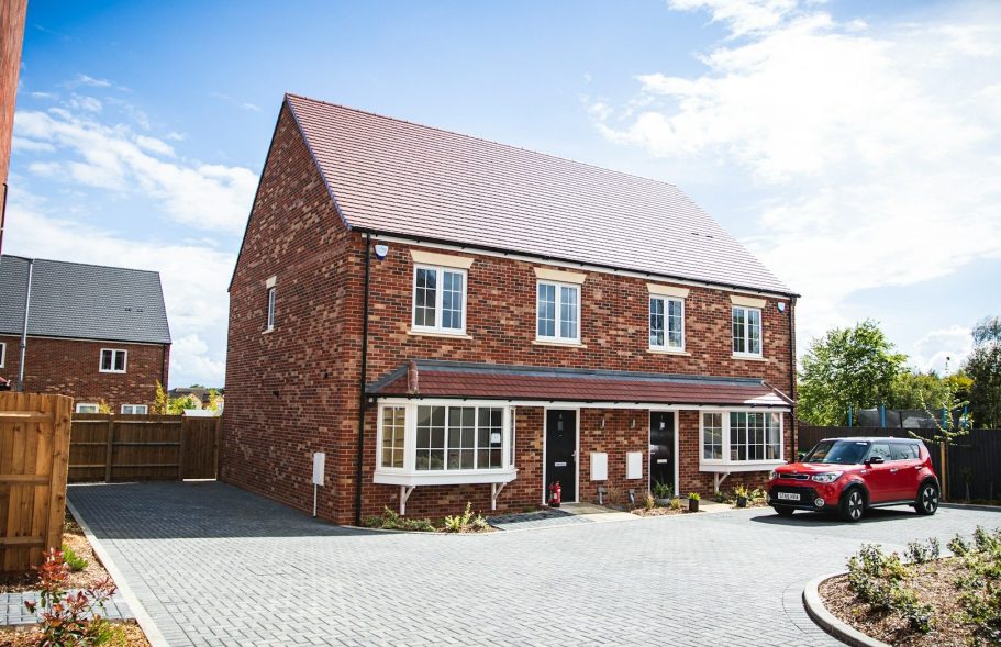 Modern brick family house front view – ideal for home removals in Wrexham. Modern brick family house front view – ideal for home removals in Wrexham.