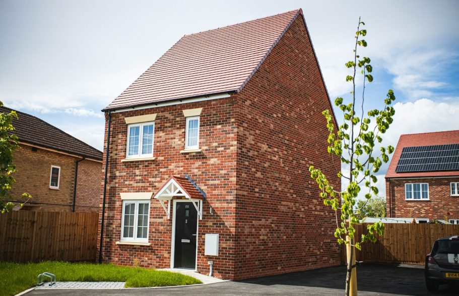 Modern brick family house front view – ideal for home removals in Wrexham.
